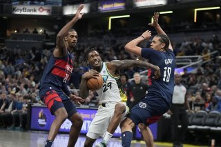 Kyshawn George (18) et les Wizards ont subi la loi des Pacers dimanche KEYSTONE/AP/Darron Cummings